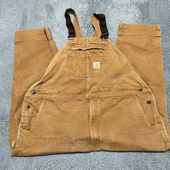 Vintage Carhartt Duck Bib Overalls Mens 48 x30 USA Double Knee 102776